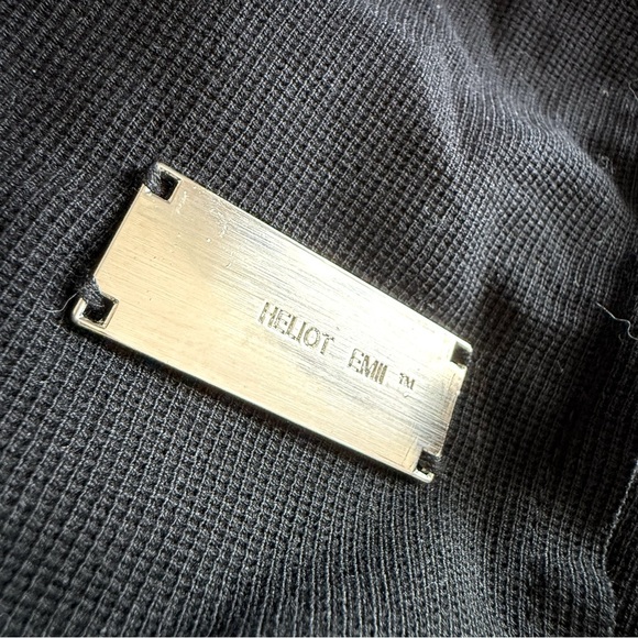 NWOT Heliot Emil Black Beanie with Metal Logo Plate - Picture 2 of 4